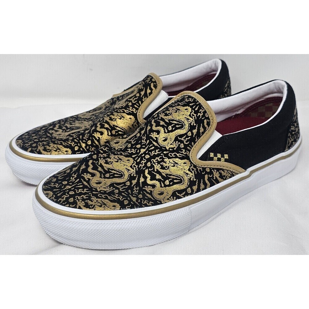 Vans Skate Slip-on Lunar New Year Black/Gold Sneaker Shoes Sz 8 Mens Rare